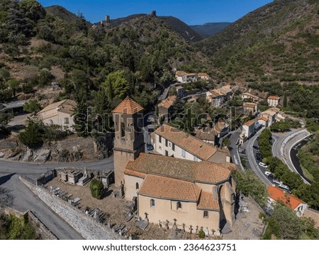 Saint Peter and Saint Paul Church, village of Lastours, castles of Lastours, Aude, French Republic, Europe