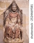 Saint Peter the Pope, polychrome stone, year fourteen hundred, Saint Peter the Old of Huesca, Huesca Diocesan Museum, Aragon community, Spain