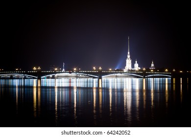 Saint Petersburg Bridge And St. Peter And St. Paul Cathedral