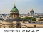 Saint Petersburg cityscape with domes of Kazan (Kazansky) cathedral and St. Isaac