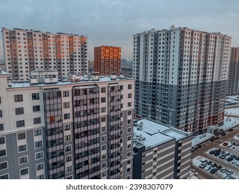 Saint Petersburg, December 2, 2023.  Multi-storey modern residential building at on the right bank of the Neva, - Powered by Shutterstock