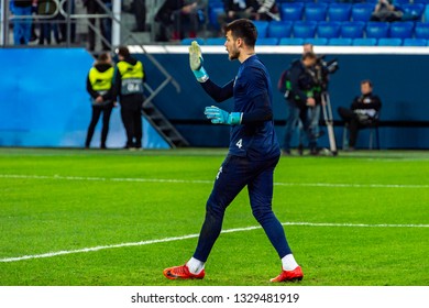 Saint Petersburg - Feb 21, 2019: Volkan Demirel 1. Zenit (Russia) - Fenerbahce (Turkey). Europa League. Gazprom Arena