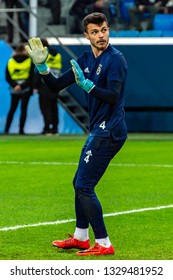 Saint Petersburg - Feb 21, 2019: Volkan Demirel 1. Zenit (Russia) - Fenerbahce (Turkey). Europa League. Gazprom Arena