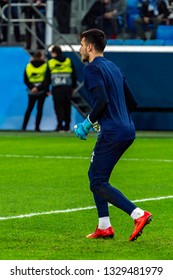 Saint Petersburg - Feb 21, 2019: Volkan Demirel 1. Zenit (Russia) - Fenerbahce (Turkey). Europa League. Gazprom Arena