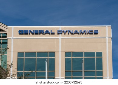 Saint Petersburg, FL, USA - January 8, 2022: General Dynamics Sign On The Building In Saint Petersburg, FL, USA. General Dynamics Corporation Is An American Aerospace And Defense Corporation. 