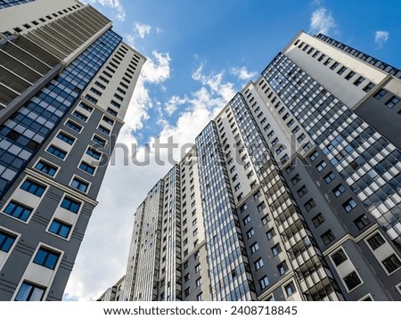 Saint Petersburg,  July  31, 2023.  Multi-storey modern residential buildings