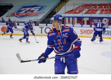 Saint Petersburg, Russia - 02 November 2021: Hockey, KHL 2021-22, SKA V Metallurg. The Player Of Hockey Club Nikita Gusev