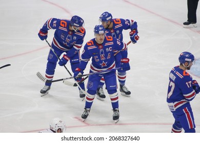 Saint Petersburg, Russia - 02 November 2021: Hockey, KHL 2021-22, SKA V Metallurg. The Player Of Hockey Club Nikita Gusev