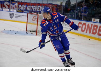 Saint Petersburg, Russia - 02 November 2021: Hockey, KHL 2021-22, SKA V Metallurg. The Player Of Hockey Club Nikita Gusev