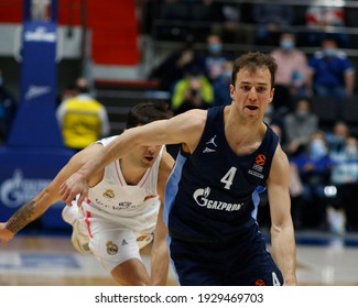 Saint Petersburg, Russia - 03.05.2021: Basketball. Euroleague 2020-2021, BC Zenit Vs BC Real Madrid. Player Of The Zenit Basketball Club Kevin Pangos (4).