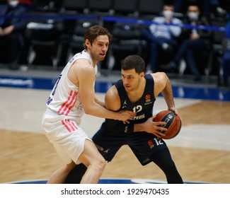 Saint Petersburg, Russia - 03.05.2021: Basketball. Euroleague 2020-2021, BC Zenit Vs BC Real Madrid. Player Of The Zenit Basketball Club Kevin Pangos (12).