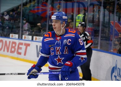 Saint Petersburg, Russia - 04 November 2021: Hockey, KHL 2021-22, SKA V Spartak. The Player Of Hockey Club Nikita Gusev