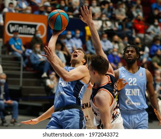 Saint Petersburg, Russia - 11 May 2021: Basketball. Playoffs VTB United League 2020-2021, BC Zenit - BC Parma. Basketball Club Player Kevin Pangos.