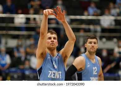 Saint Petersburg, Russia - 11 May 2021: Basketball. Playoffs VTB United League 2020-2021, BC Zenit - BC Parma. Basketball Club Player Kevin Pangos.