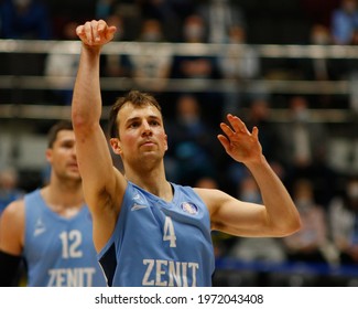 Saint Petersburg, Russia - 11 May 2021: Basketball. Playoffs VTB United League 2020-2021, BC Zenit - BC Parma. Basketball Club Player Kevin Pangos.