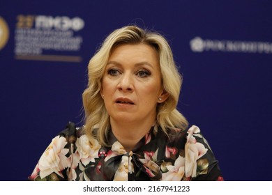 Saint Petersburg, Russia - 15 June 2022: St. Petersburg International Economic Forum 2022 (SPIEF 2022). Maria Zakharova.