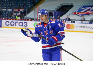 Saint Petersburg, Russia - 17 October 2021: Hockey, KHL 2021-22, SKA V Barys. The Player Of Hockey Club SKA Nikita Gusev