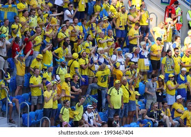 Saint Petersburg, Russia - 18 June 2021: Football. European Football Championship 2020. 2st Round, Group E. Sweden V Slovakia. Fans, Fans, Viewers, Covid, Coronavirus, Viewer