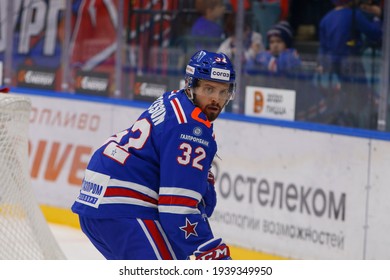 Saint Petersburg, Russia - 18 March 2021: Hockey, Gagarin Cup. KHL 2020-21 - SKA V Dynamo. The Player Of Hockey Club SKA Lukas Bengtsson (32).