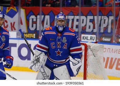 Saint Petersburg, Russia - 18 March 2021: Hockey, Gagarin Cup. KHL 2020-21 - SKA V Dynamo. The Player Of Hockey Club SKA Alexander Samonov (31).