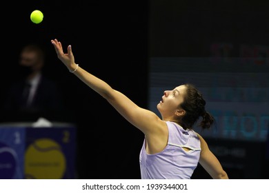 Saint Petersburg, Russia - 19 March 2021:  Ekaterina Alexandrova Of Russia Playing Against Margarita Gasparyan Of Russia During The St.Petersburg Ladies Trophy 2021 Tennis Tournament.