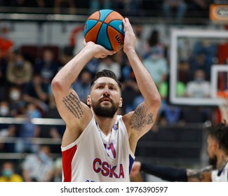 Saint Petersburg, Russia - 19 May 2021:  Basketball. Playoffs VTB United League 2020-2021, BC Zenit - BC CSKA. Basketball Club Player Nikita Kurbanov.