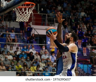 Saint Petersburg, Russia - 19 May 2021:  Basketball. Playoffs VTB United League 2020-2021, BC Zenit - BC CSKA. Basketball Club Player Tornike Shengelia.