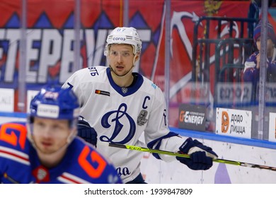 Saint Petersburg, Russia - 20 March 2021: Hockey. Gagarin Cup. KHL 2020-21 - SKA V Dynamo. The Player Of Hockey Club Dynamo Moscow Vadim Shipachev (87).