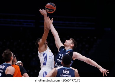 Saint Petersburg, Russia - 27 October 2021:  Basketball. Euroleague 2021-2022, BC Zenit Vs Real Madrid. Player Of The Basketball Club Arturas Gudaitis