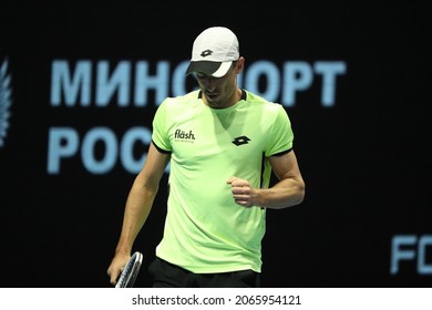 Saint Petersburg, Russia - 29 October 2021: Tennis. Taylor Fritz Plays During A Match Against John Millman At The St.Petersburg Open 2021 Tennis Tournament. John Millman.