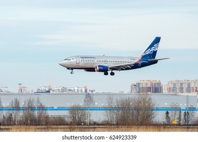 SAINT PETERSBURG, RUSSIA - APRIL 09, 2017: Flying The Boeing 737-53C (VP-BRG) Airline Nordavia