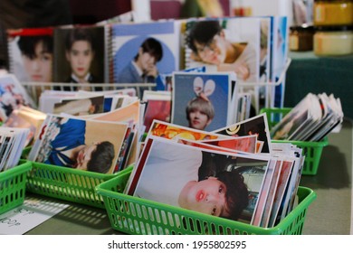 Saint Petersburg, Russia - April 20, 2019: KOREA COVER DREAM Hongdae Festival At Tkachi Creative Space, K-pop World Festival, Kpop Merchandise For Fans