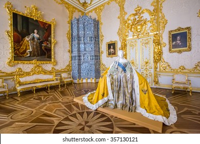 SAINT PETERSBURG, RUSSIA - APRIL 26: Catherine Palace, interior detail on April 26, 2015 in the town of Tsarskoye Selo. It was the summer residence of the Russian czars.