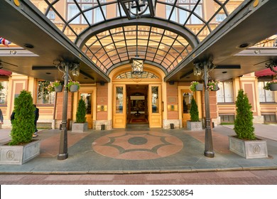 SAINT PETERSBURG, RUSSIA - CIRCA AUGUST, 2017: entrance to the Belmond Grand Hotel Europe located in Saint Petersburg.
