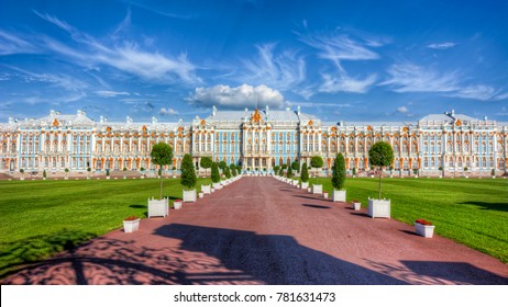 SAINT PETERSBURG, RUSSIA - CIRCA JUNE 2017: Catherine Palace and park in Tsarskoe Selo