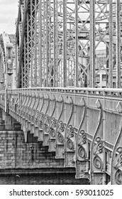 Saint Petersburg, Russia. Constuction Details Of Bolsheokhtinsky Bridge. B/W Image.