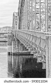 Saint Petersburg, Russia. Constuction Details Of Bolsheokhtinsky Bridge. B/W Image.