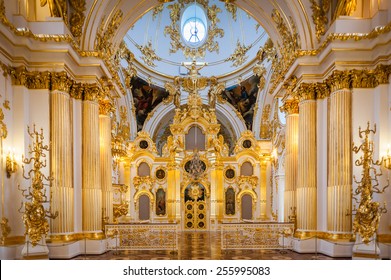 SAINT PETERSBURG, RUSSIA - FEB 24, 2015: Interior of the State Hermitage, a museum of art and culture in Saint Petersburg, Russia. It was founded in 1764 by Catherine the Great