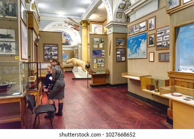 Saint Petersburg, Russia - January 4, 2018: Interior Of Arctic And Antarctic Museum. Museum Is Located In Avraam Melnikov's Neoclassical Church From The 1820