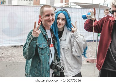 Saint Petersburg, Russia - July 6, 2019: Rhymes Show Episode 3 Rap Music Festival In Creative Space Street Art Museum, Russian Punk Emo Band FRENDZONA