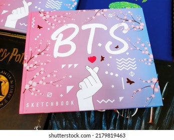 Saint Petersburg, Russia - June 15, 2022: BTS Pink Sketchbook; BTS Is A South Korean Boy Band