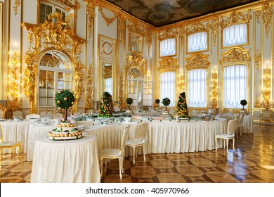 SAINT PETERSBURG, RUSSIA - MARCH 17, 2016: The Interior Of The Catherine Palace In Tsarskoye Selo (Pushkin). It Was The Summer Residence Of The Russian Tsars, Now It Is A Famous Museum