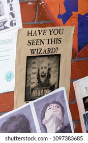 SaINT PETERSBURG, RUSSIA - MAY 19, 2018:  Paper About Searching Sirius Black , Harry Potter Area, Local Film Festival.