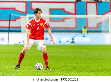 Saint Petersburg, Russia – November 16, 2019. Russia National Football Team Defender Mario Fernandes During UEFA Euro 2020 Qualification Match Russia Vs Belgium (1-4).