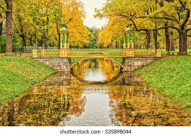 Saint Petersburg, Tsarskoye Selo (Pushkin), Russia. The Minor Chinese Bridge in the Alexander park.