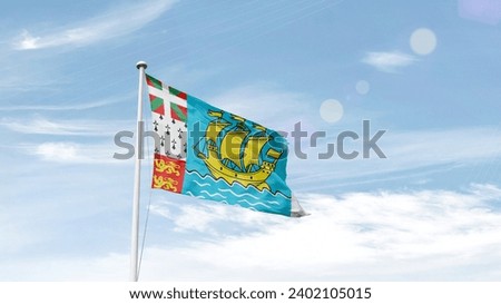 Saint Pierre and Miquelon Pierre and Miquelon national flag waving in the sky.