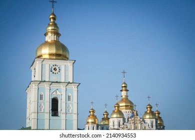 Saint Sophia cathedral Church in kyiv Ukraine, with its orthodox cross and golden cupolas. Also called sofiiskyi sobor, it is an iconic ukrainian orthodox church and a symbol of orthodoxy.


