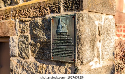 Saint Teresa of Avila Church cornerstone in Summit, NJ - Shutterstock ID 1917639254