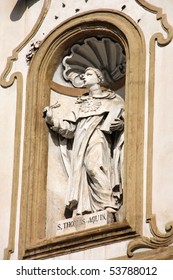 Saint Thomas Aquinas - Statue In Facade Of Church Of Saint Dominic In Palermo, Italy