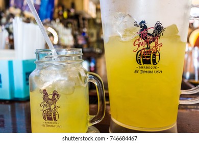 Saint Thomas, US Virgin Islands: Margarita Pitcher And Glass At The Smoking Rooster Barbecue